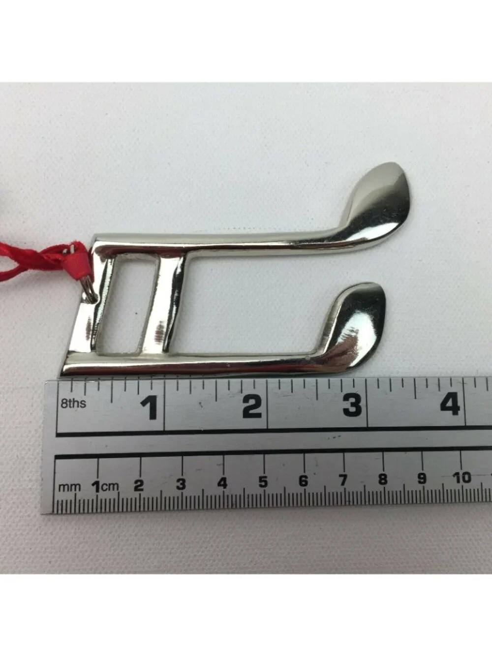 Holiday Inspirations Metal Silver Music Half Note Christmas Ornament
